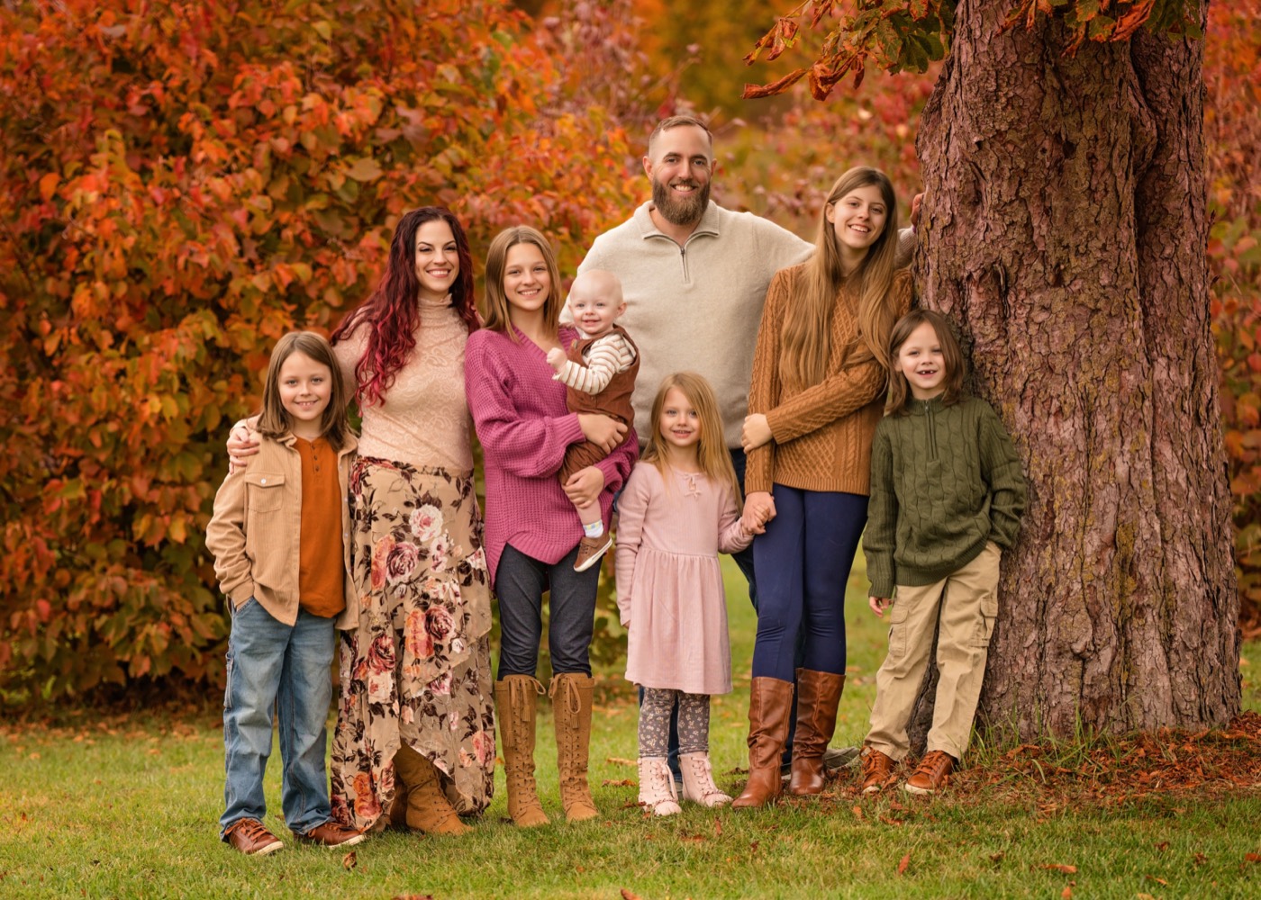 The Newberry family, parents to eight children